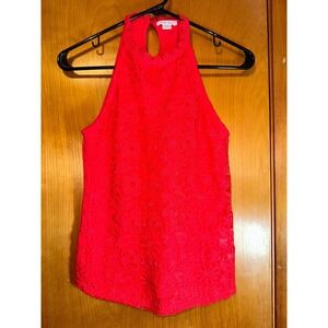 Amisu Red Lace Crochet Halter Tank Top Size Small